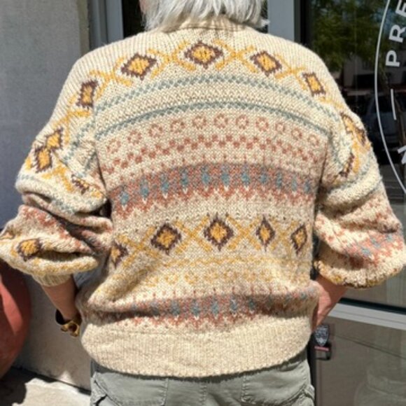 Love Riche Fair Isle Knit Cardigan Sweater | Boho Chunky Button Front |Size S - Picture 8 of 8